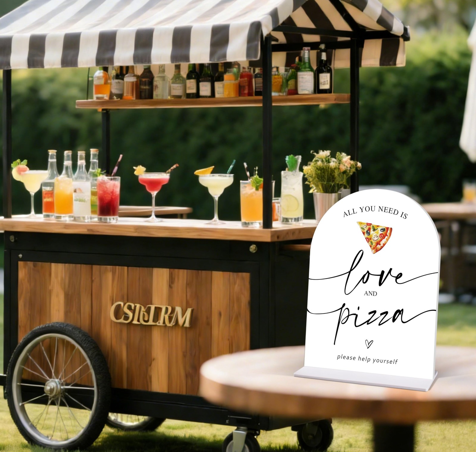 Pizza Bar Table Sign – All you need is Love and Pizza, 6×8 Acrylic Sign, Perf…