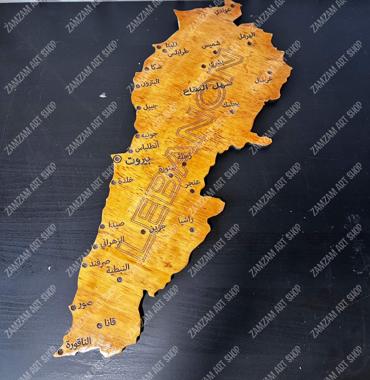 Wooden Map of Lebanon Wall, Home Decor, Birthday Anniversary Gift خريطه لبنان