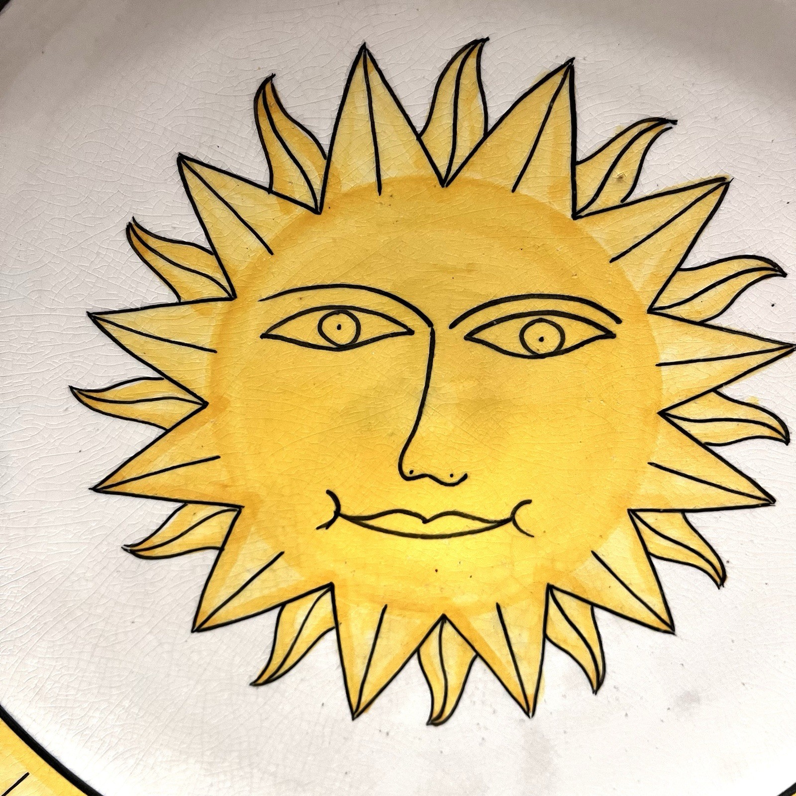 Boho Large Sun Face Wall Art Plate Mediterranean Italian Tuscan Villa Decor 13”