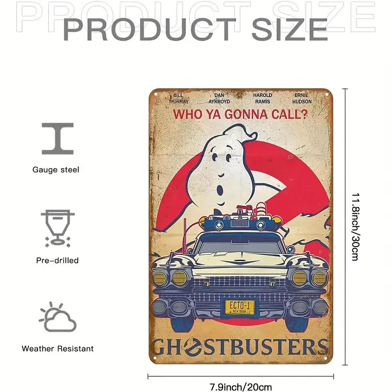 Ghostbusters Movie Metal Sign Decorative Vintage Look 8x12in Home Decor Cinema