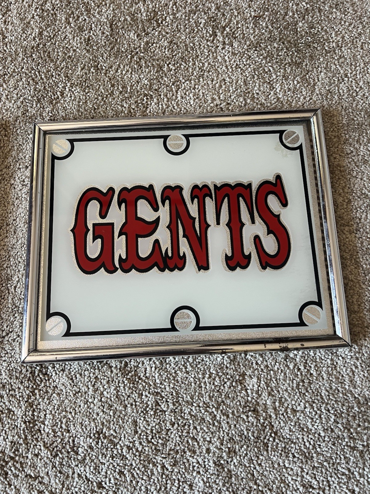 Ladies & Gents Restroom Sign Plaques Set of 2 Vintage Style framed 10by8in