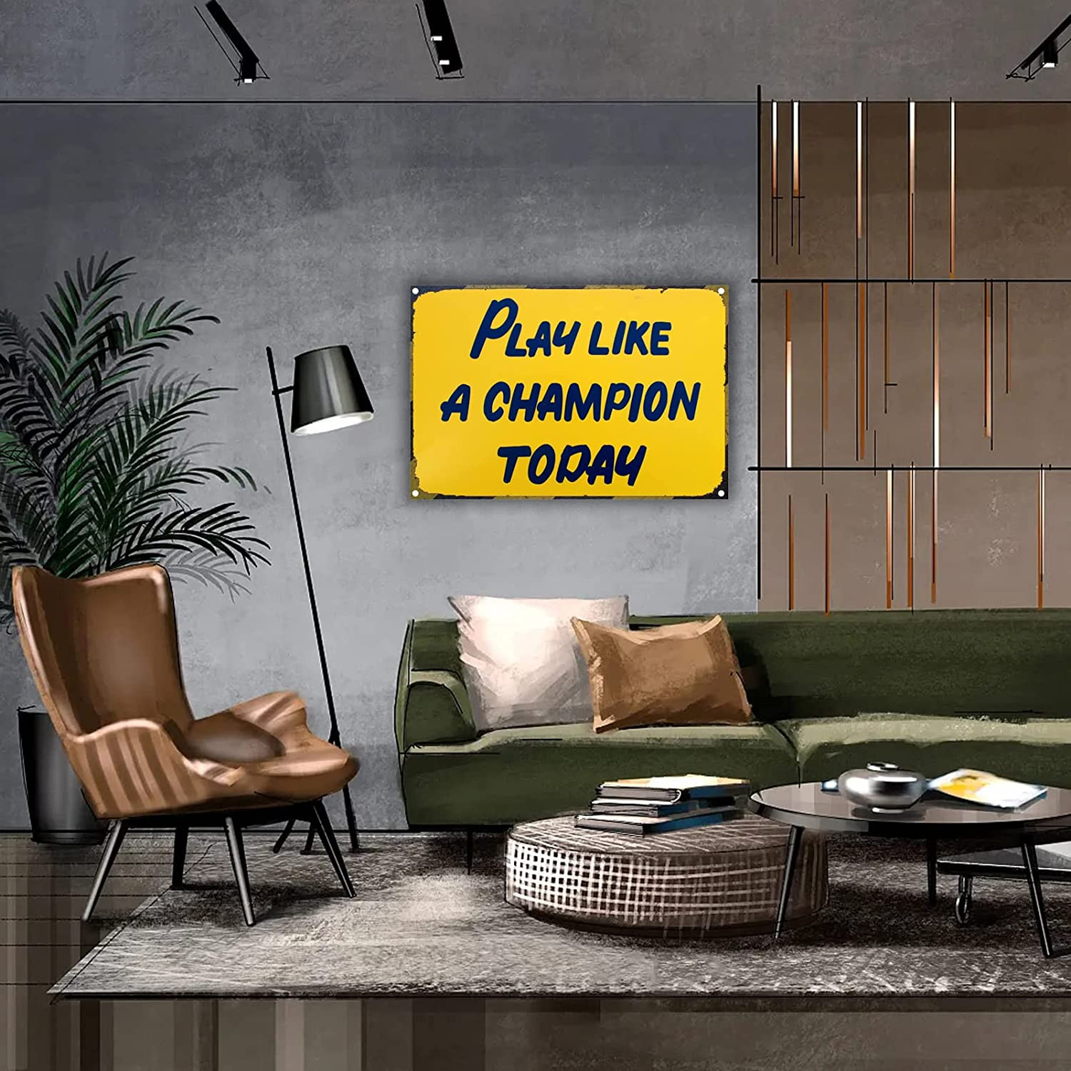 Play like a Champion Today Sign – Play Sign Inspirational Classic Metal for Bar