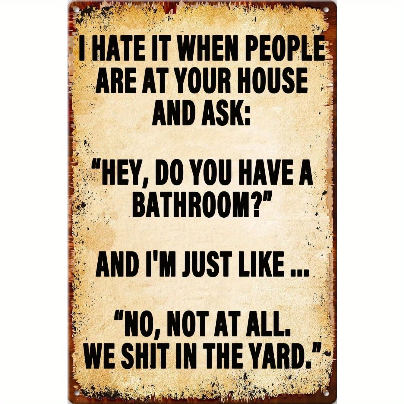 Vintage Metal Bathroom Sign 12×8 Inches