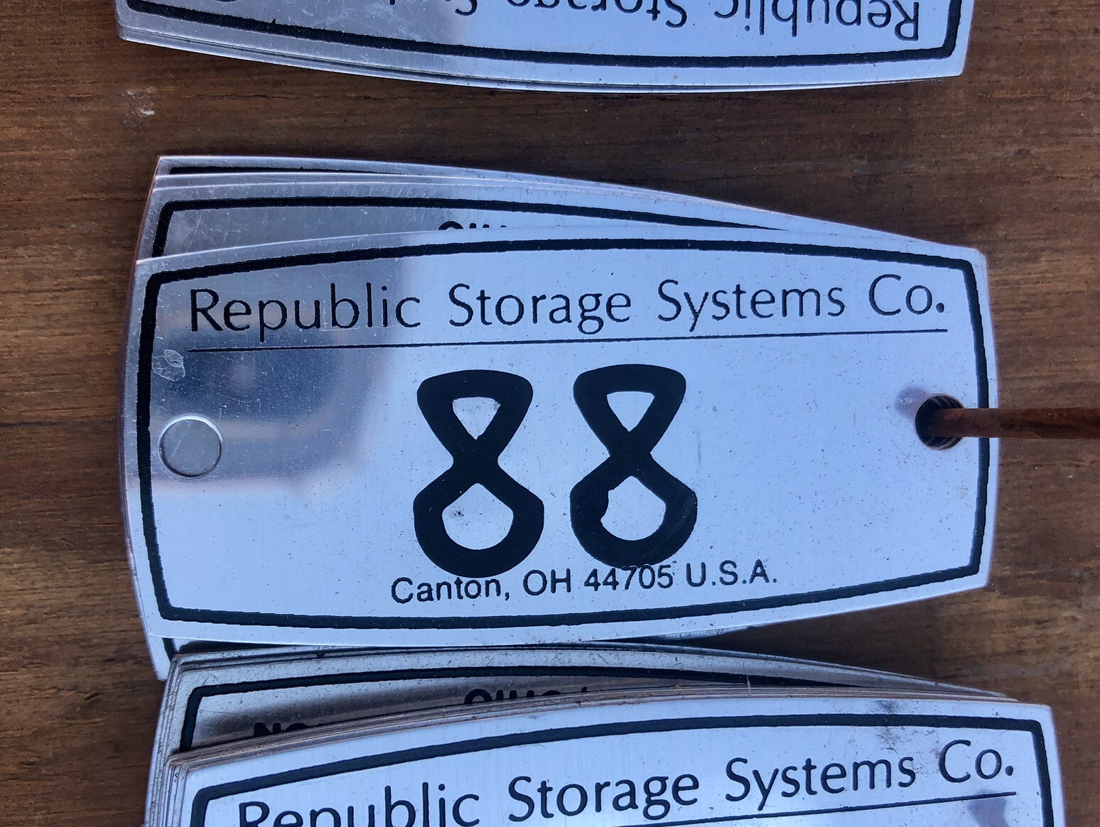 Vintage Metal Locker Number Tag 2″x1″ Plate Republic Steel Canton Ohio Steampunk