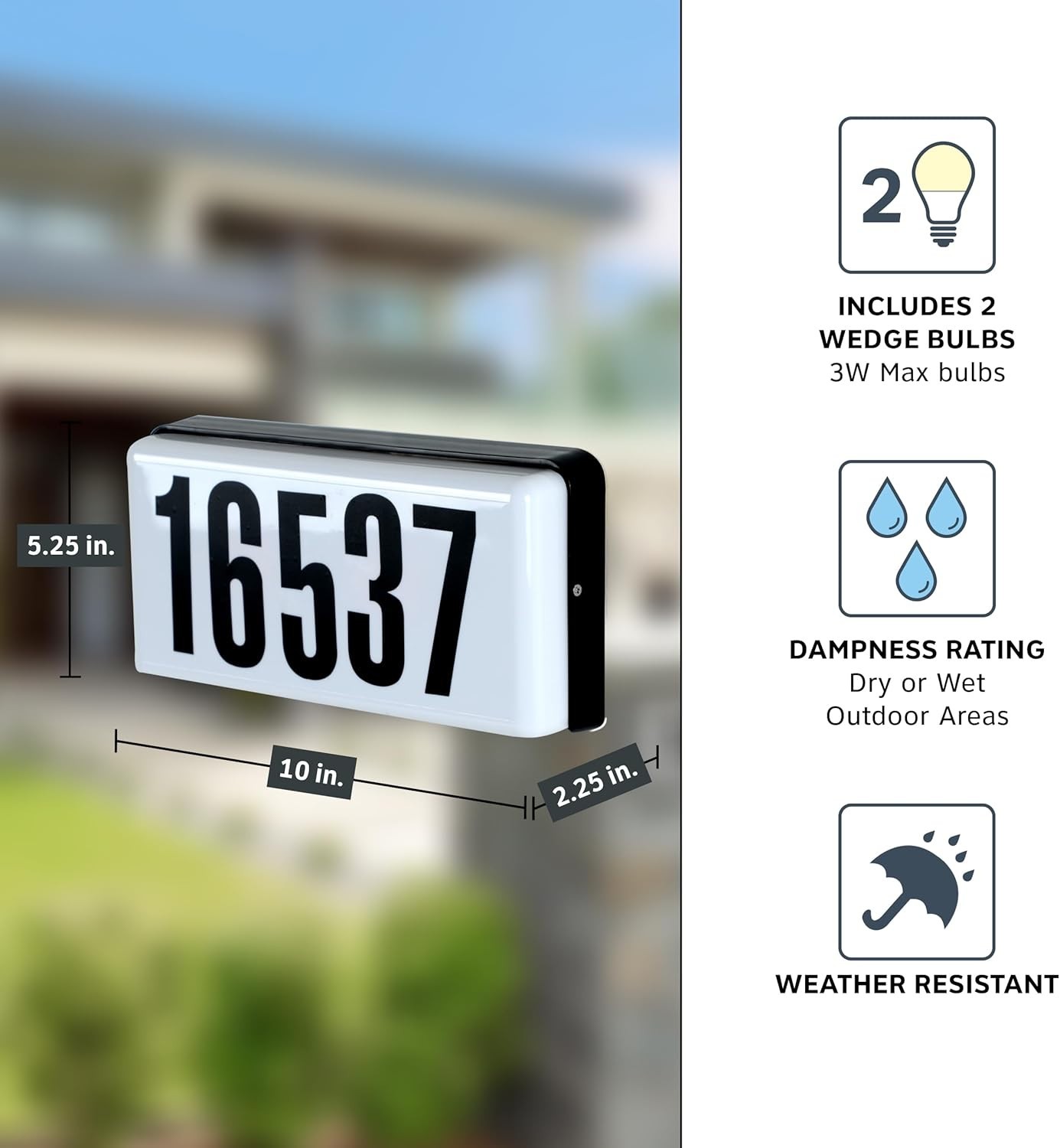 Stylish Outdoor Lighted Address Sign – Easily Visible 10 Inch House Number Sign