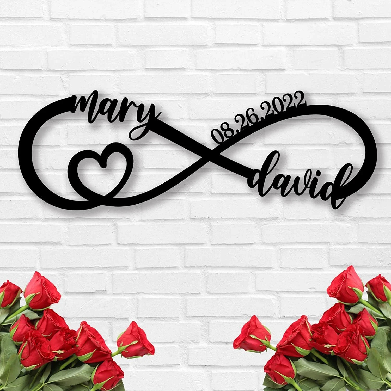 Custom Infinity Metal Sign, Heart Sign Metal Wall Decor, Wedding, Anniversary