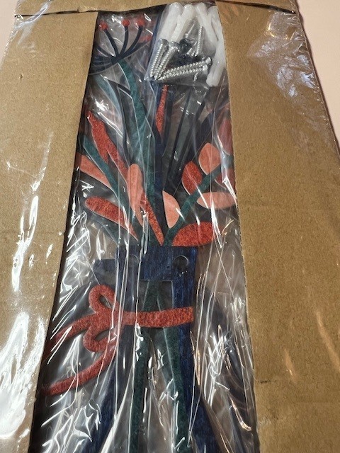 NEW Pigort 3 Pieces Metal Flowers Wall Arts – Oranges, Green, Navy dif than pic