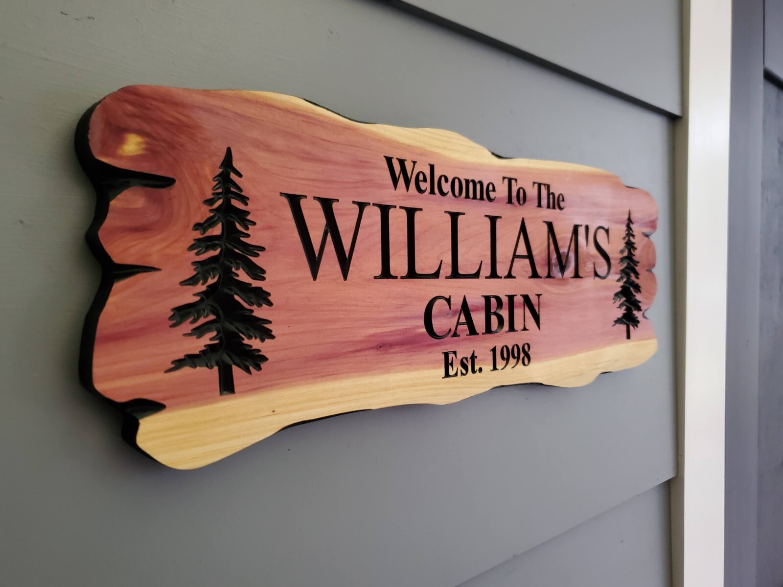 Custom Family Name Cabin Sign Carved Wood Vacation Home Established Date Plaque