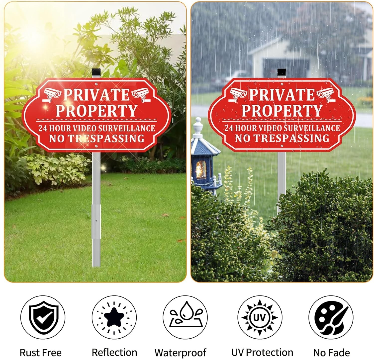 No Trespassing Signs Private Property Video Surveillance Aluminum 14×7 Inches…