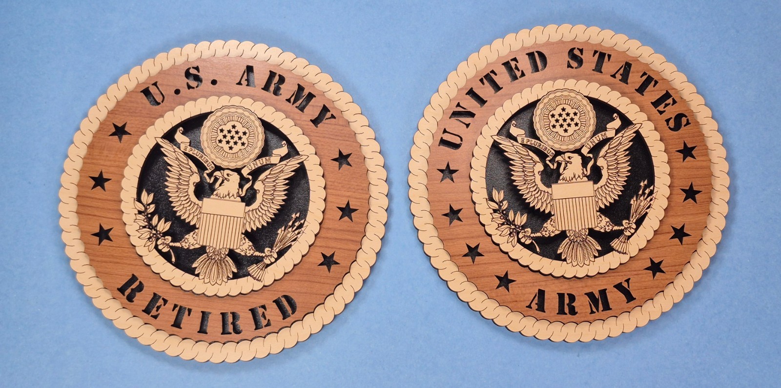 (2) United States Army Laser Cut 3D Wood Wall Tribute Wall Plaques 6”