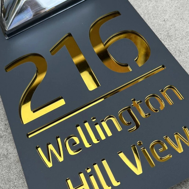 Personalized House Sign Solar LED Light Address Sign Street Name Door Plates