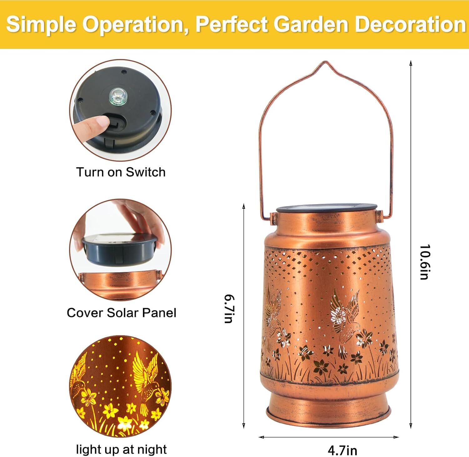 6Pack Solar Power Hanging Lights Outdoor Garden Tree Bars LED Solar Decor Lamp