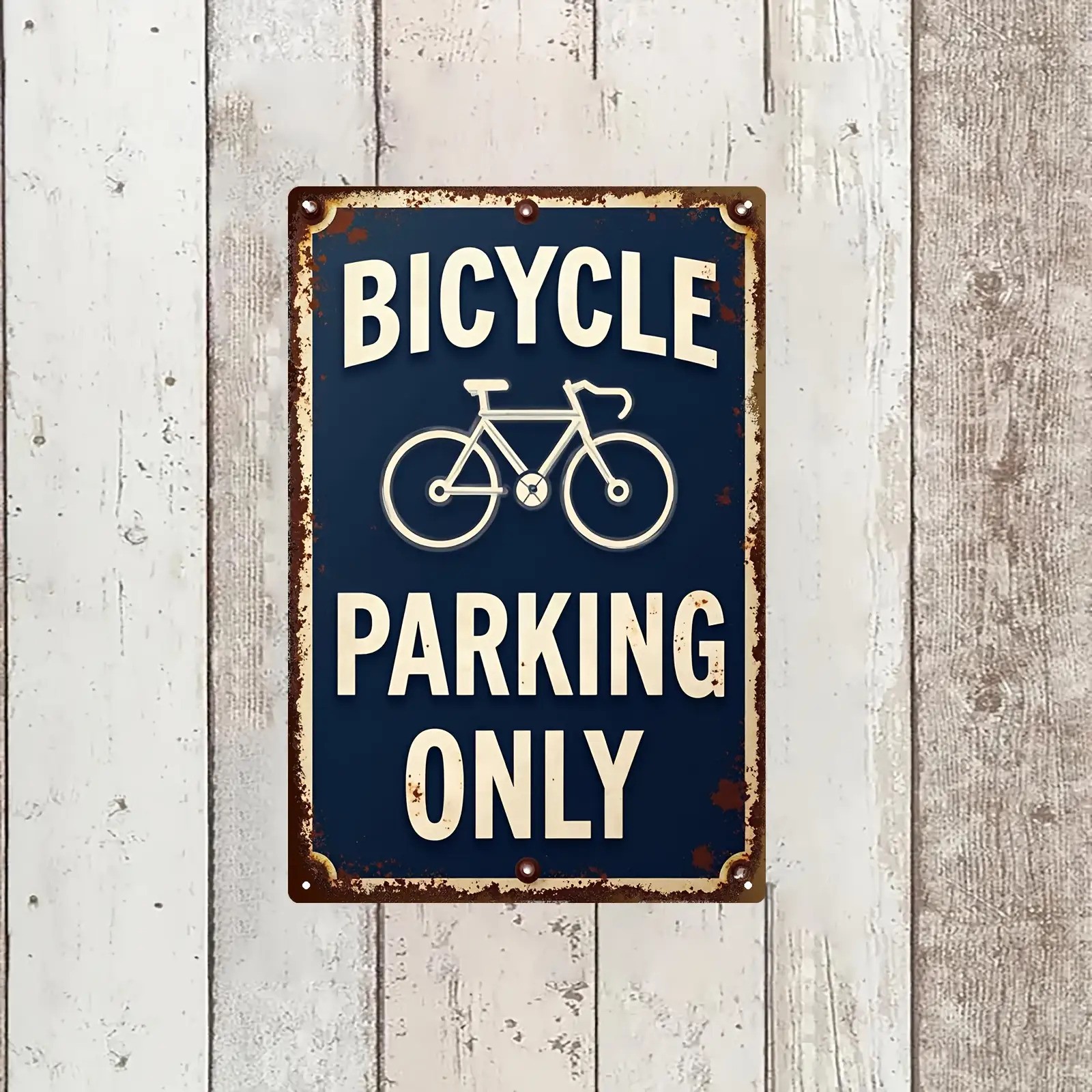 Vintage Bicycle Parking Sign 12×8 Inches Iron Metal