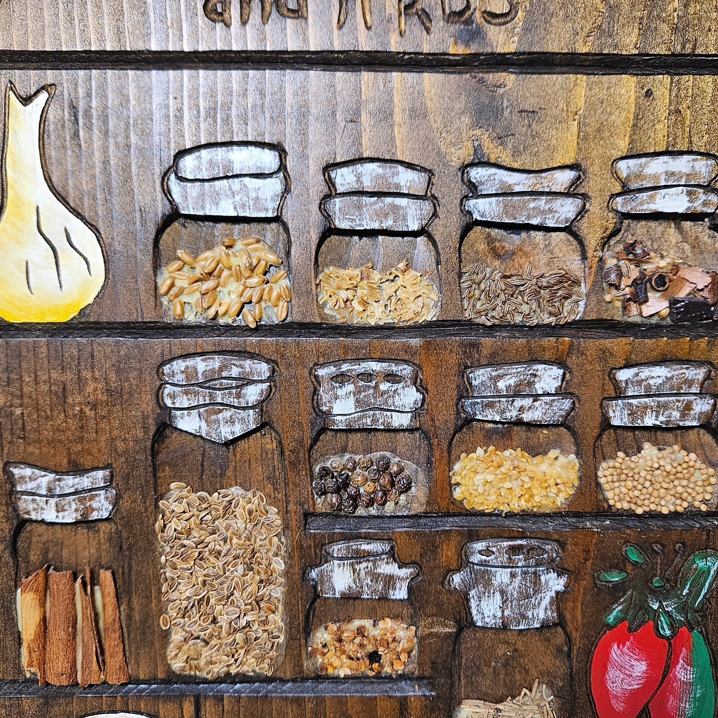 Vintage Handmade Spice Rack County Wall Decor