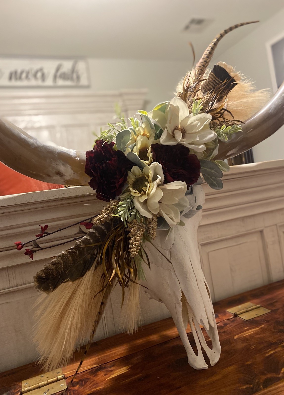 Rustic Wedding/Home Custom Longhorn Wall Decor OOAK Piece