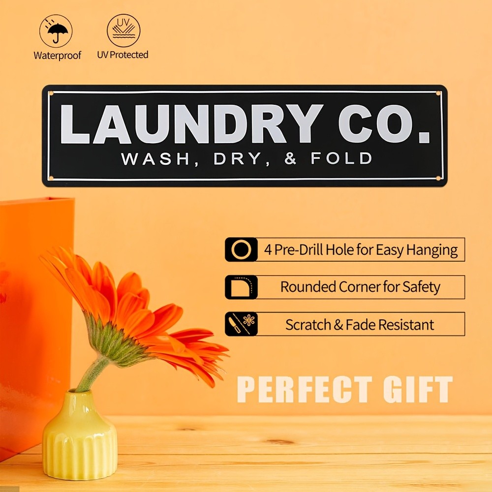Laundry Co Wash Dry And Fold Black Metal Sign Home Laundry Room Entry Wall Decor