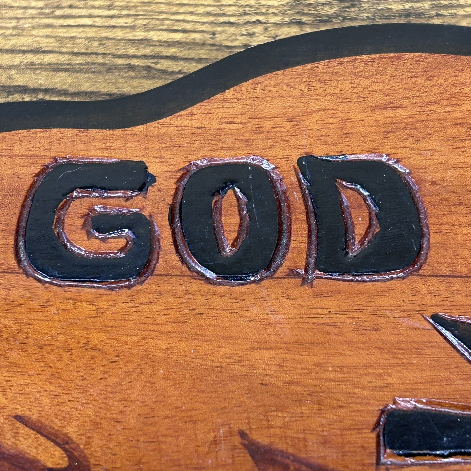 Vintage Wood Sign For Hanging Outside “God Bless You” Folk Art 15”x 8” Handmade