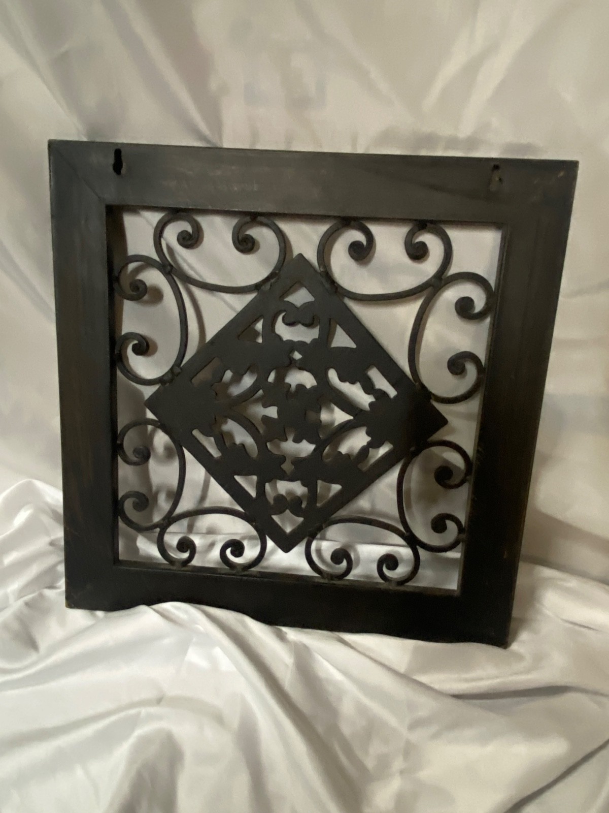 Square Metal Wall Art Panel Ornate Scrolled Floral Designs Frame Brushed Bronze