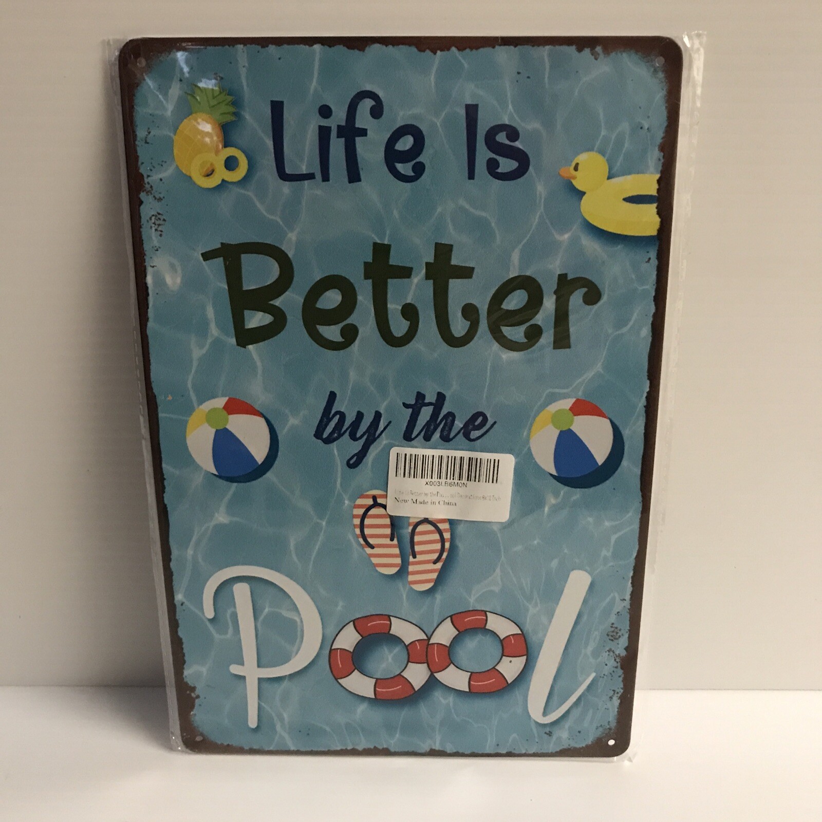 Life Is Better By The Pool. 12 X 8 Inches Metal / Tin Sign Art Room Wall Decorat