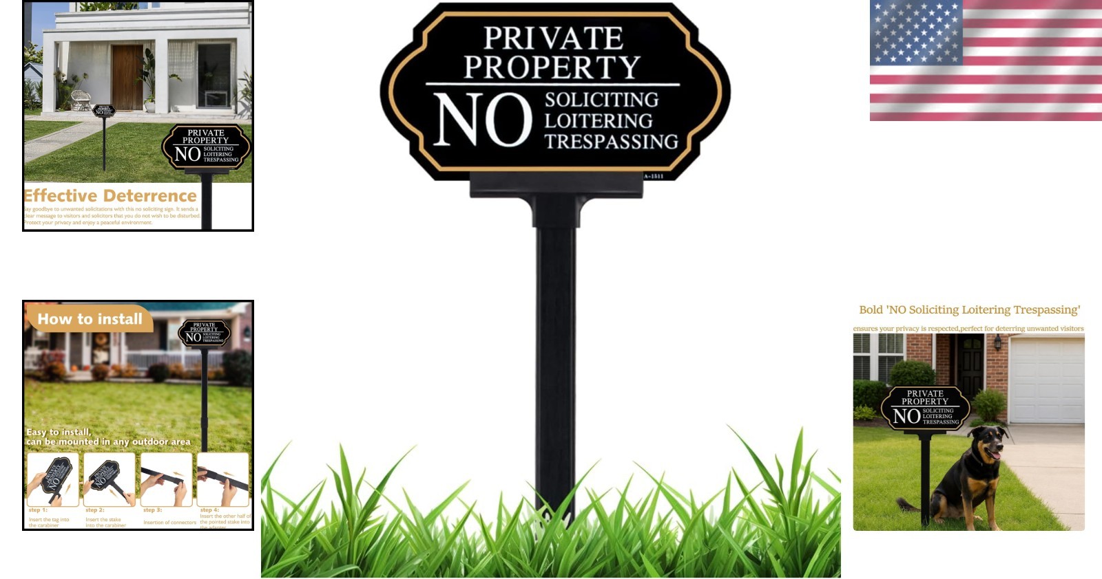 Private Property No Soliciting Sign with Stake – 5×10 Inches for Lawns & Gardens