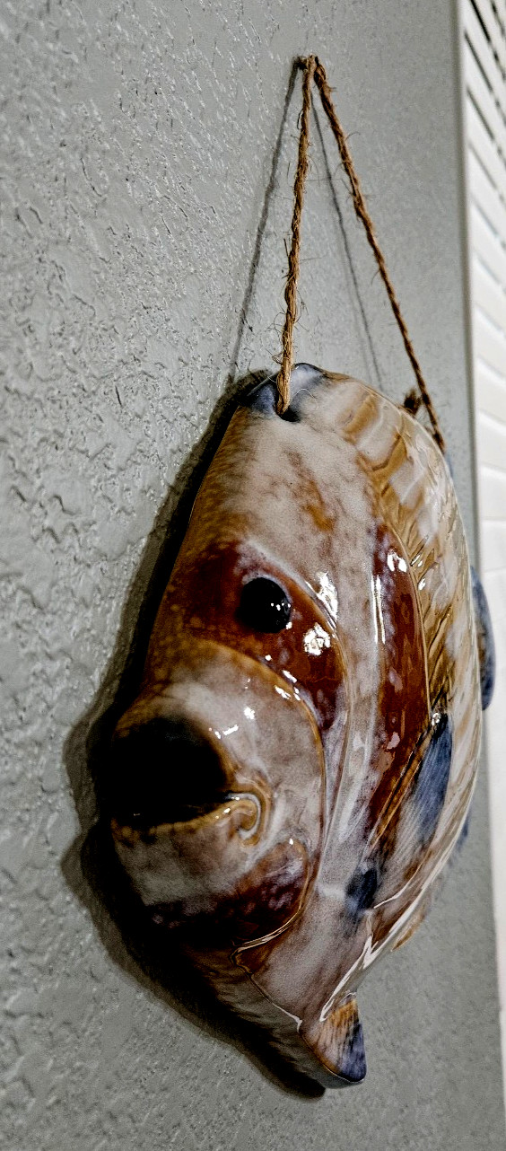 Fish Ceramic Wall Hanging 3-D Colorful Glossy Natical Beach Decor 8″ x 13″