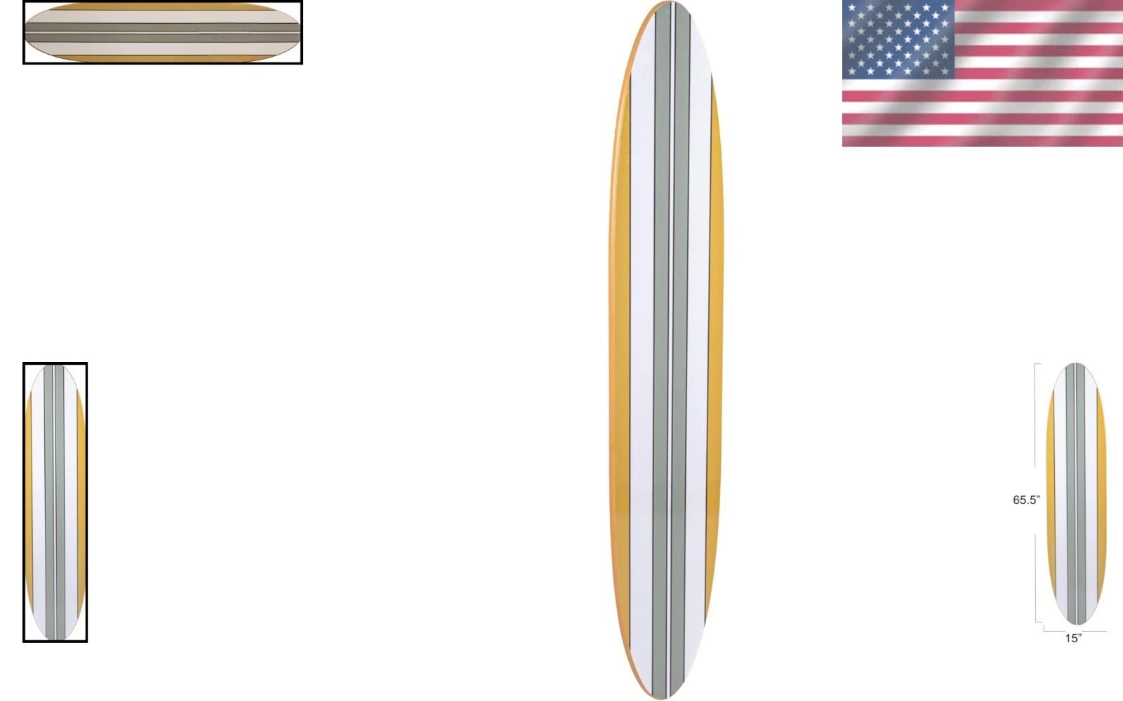 Surfboard Wall Decor, Reclaimed Wood, Multicolor
