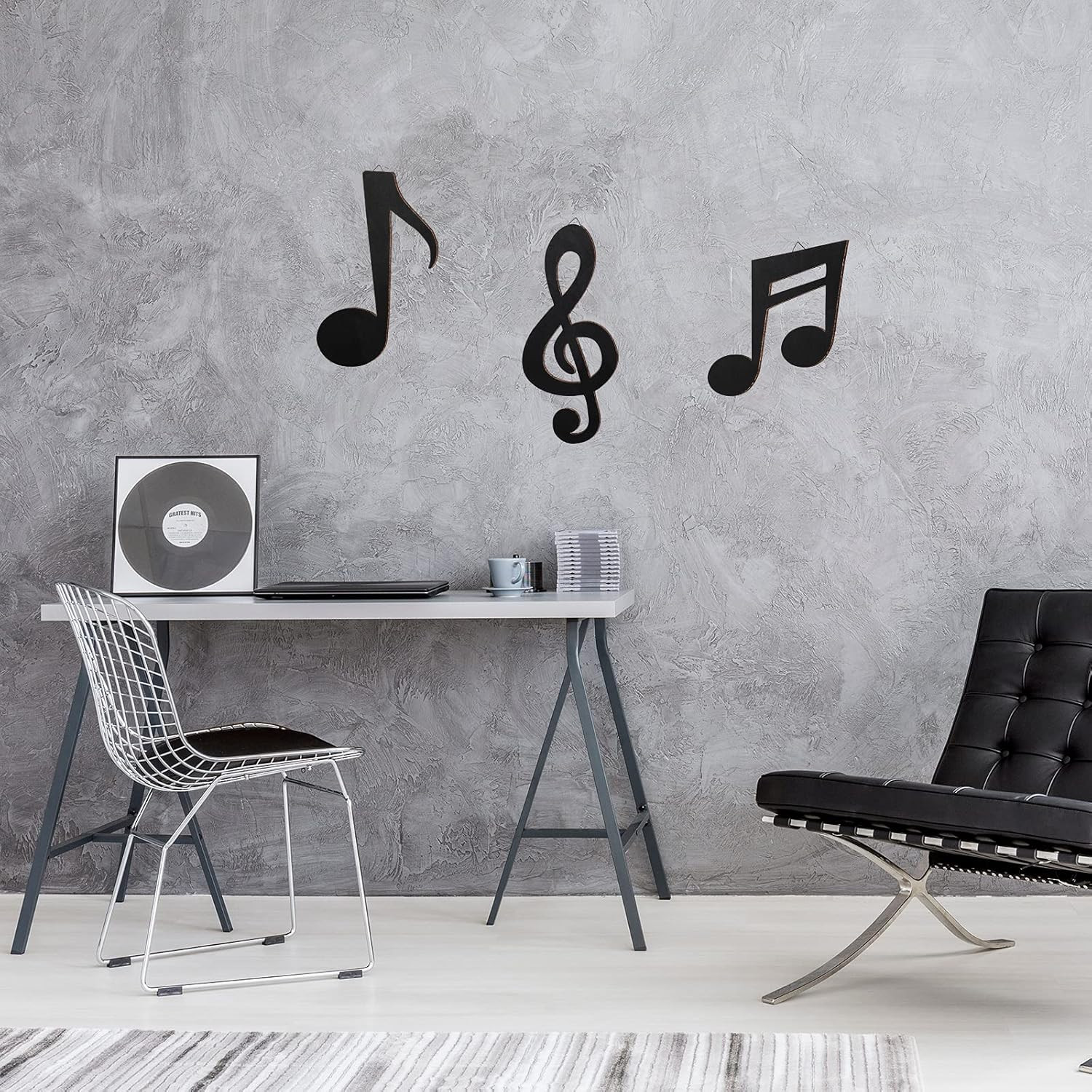 3 Pieces Music Notes Wall Decor Black Treble Clef Wooden Hanging Wall Art Music