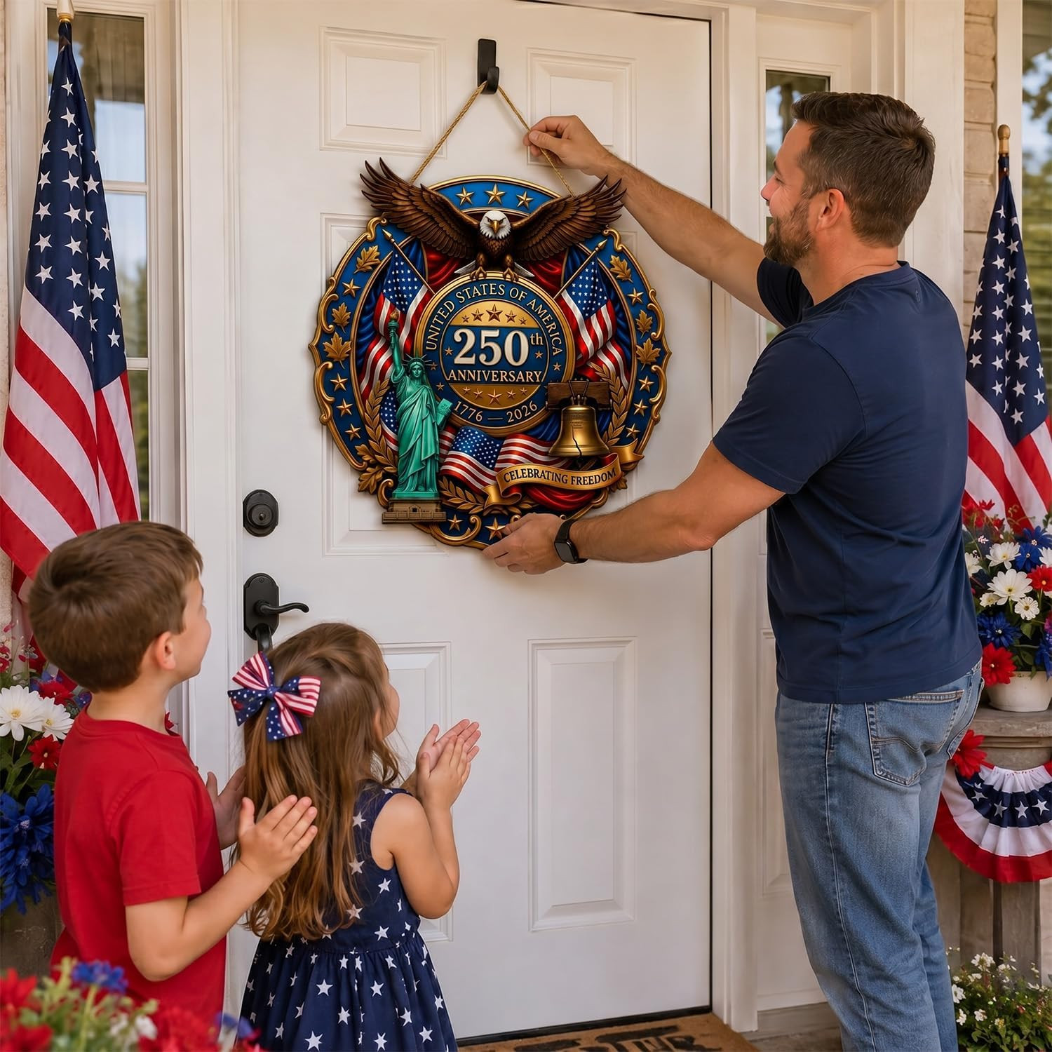 250Th Anniversary Decorations for Home, Patriotic Door Sign, America 250Th Birth