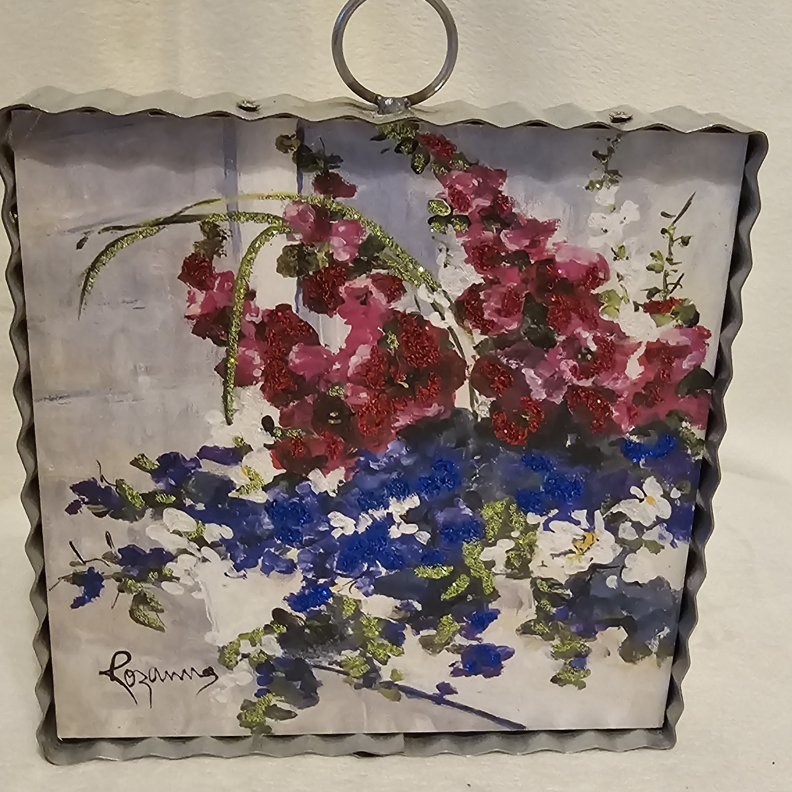 The Round Top Collection Flowers Print 6x6x1 Summertime Wall Decor