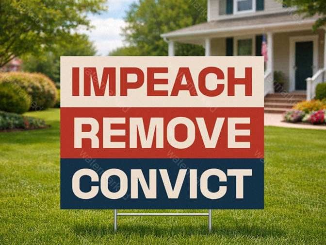 Impeach Remove Convict Yard Sign with H-Stake Outdoor Political Lawn Decoration