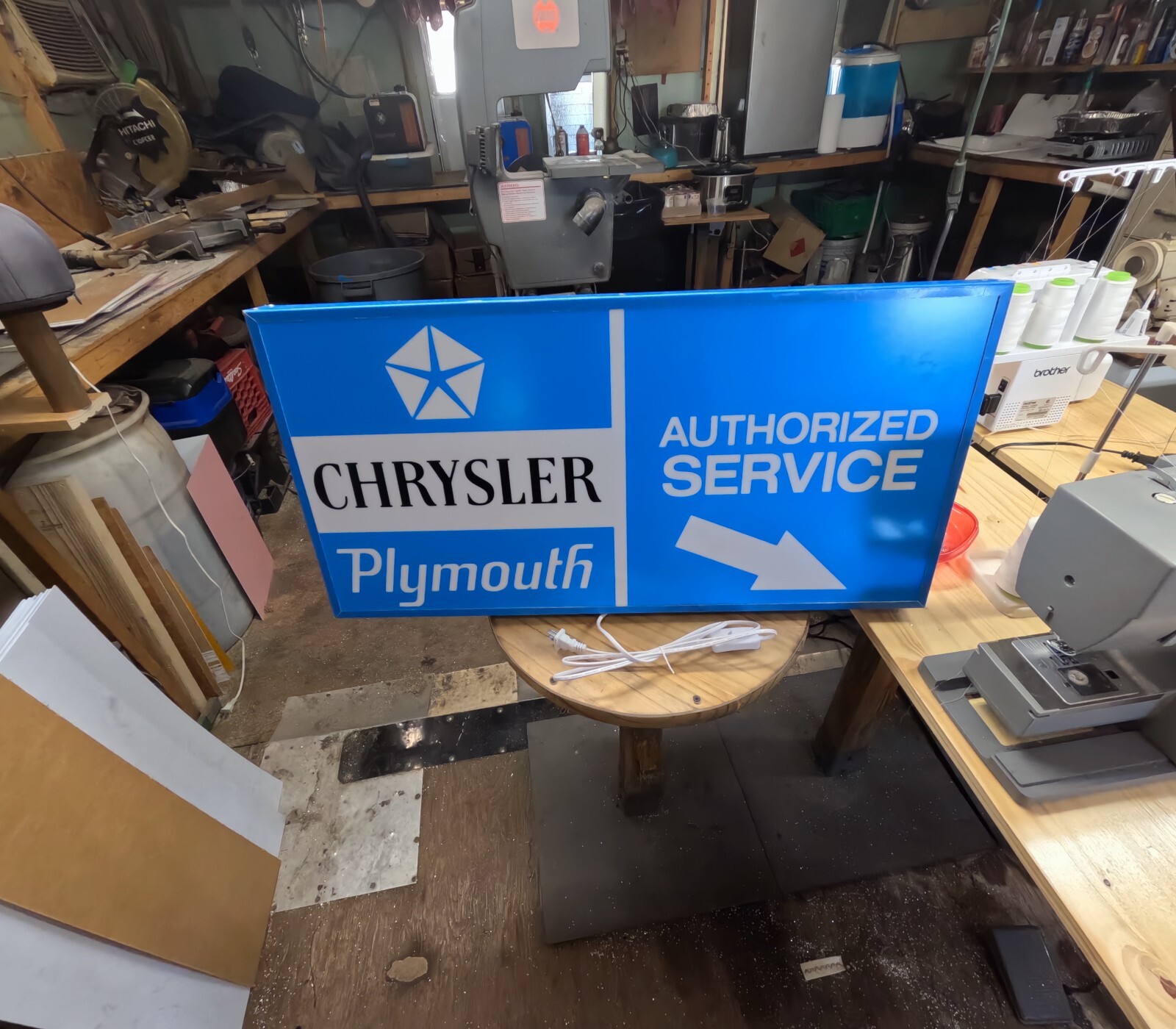 Chrysler Plymouth Authorized service lighted sign 30x 15 x 3 inch deep
