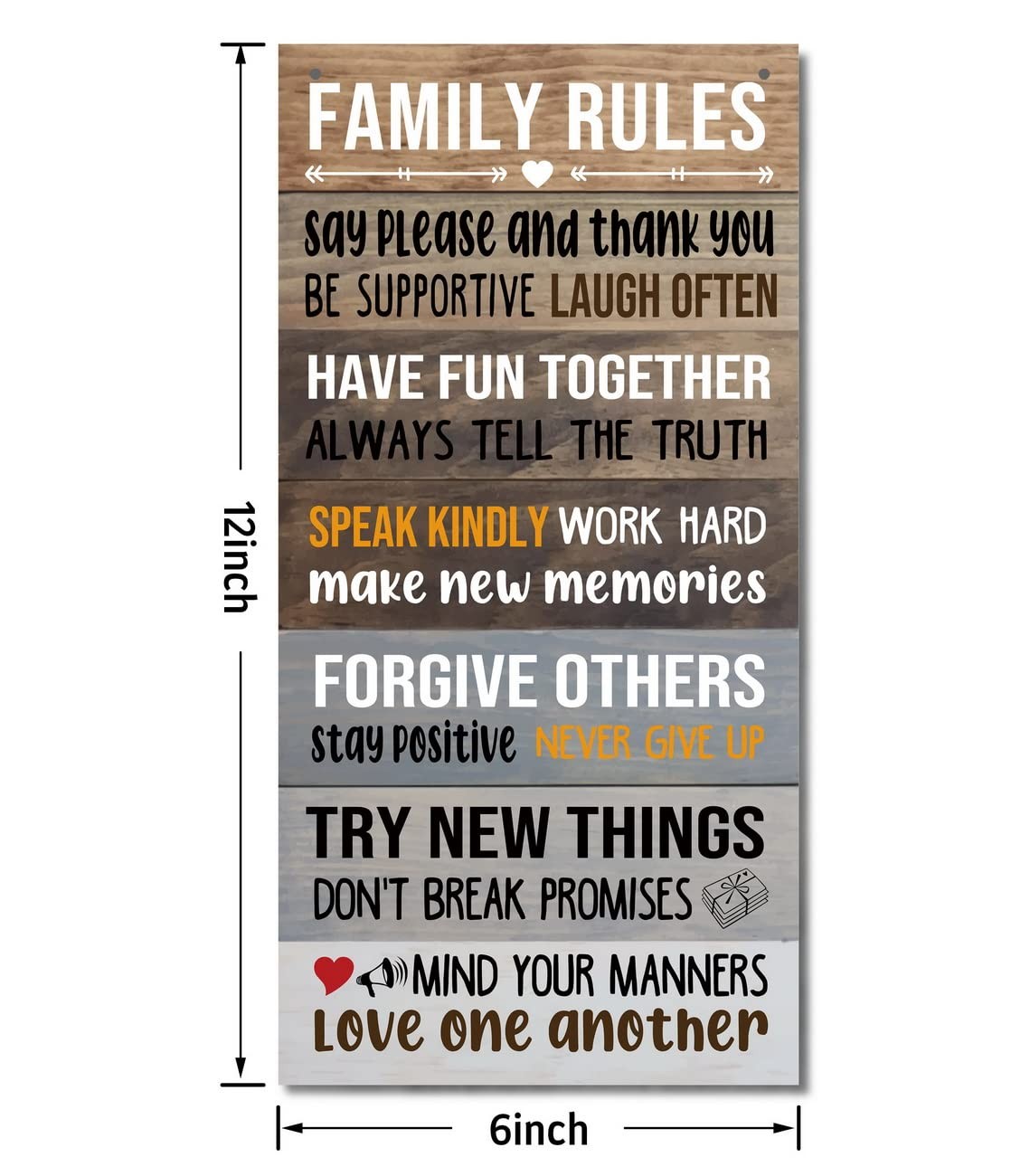 Warm Family Rules Home Sign, Inspirational Family Saying Wood Sign, Rustic Hangi