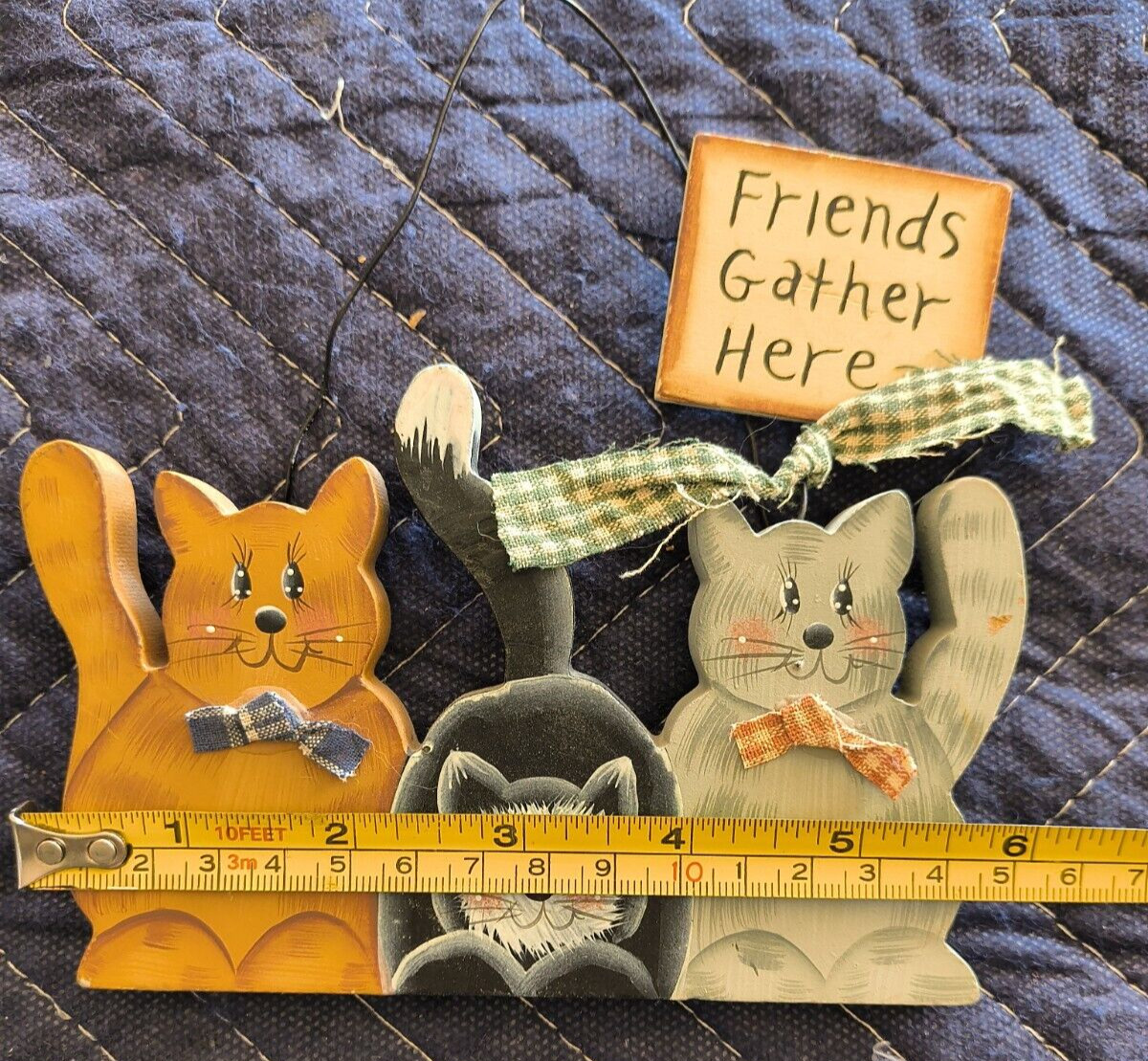 LOT OF 3 CAT FUNNY-FOLK ART WOOD PLACK SIGNS HAND PAINTED CUTE CAT WALL HANGERS