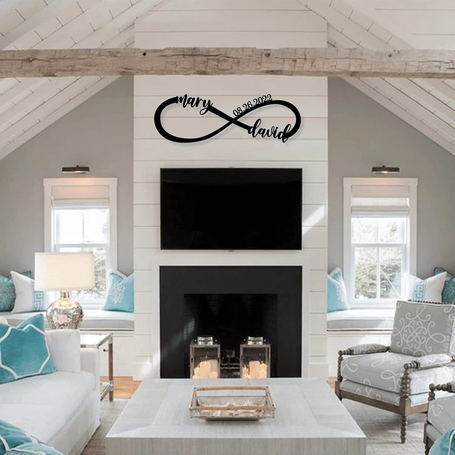 Custom Infinity Metal Sign, Heart Sign Metal Wall Decor, Wedding, Anniversary