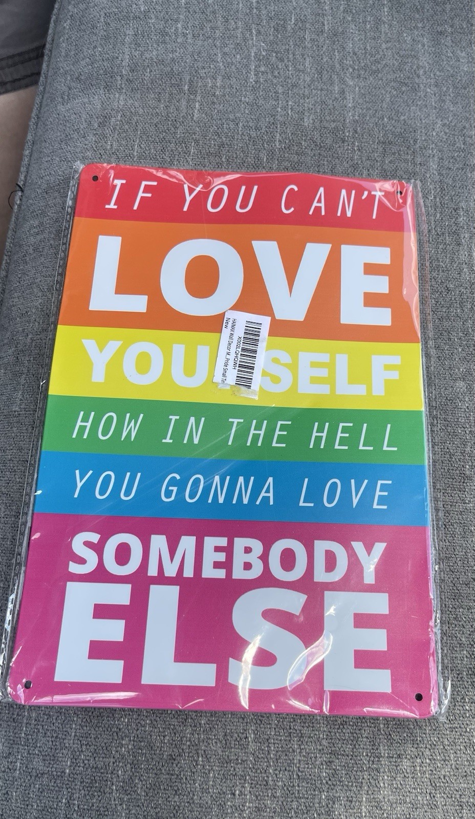 Multicolor Metal Inspirational Quote Wall Sign, Rectangle, Hanging Vertical