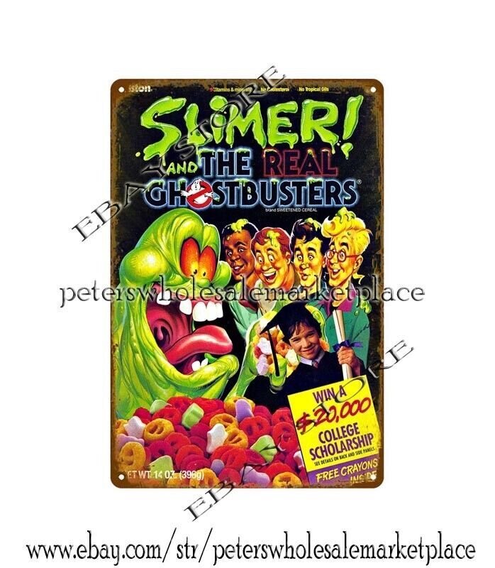 1990 SLIMER AND THE REAL GHOSTBUSTERS cereal metal tin sign wall arts