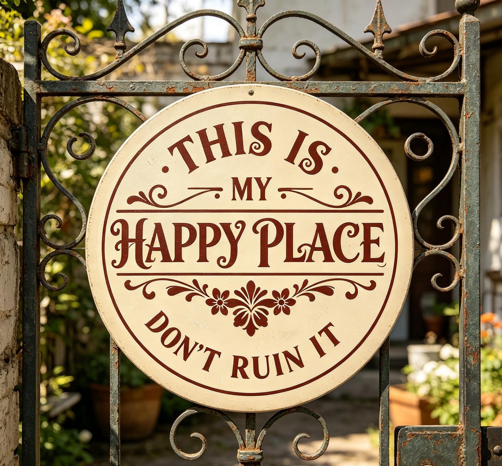 This Is My Happy Place Metal Sign Rustic Carbon Steel Farmhouse Wall Decor