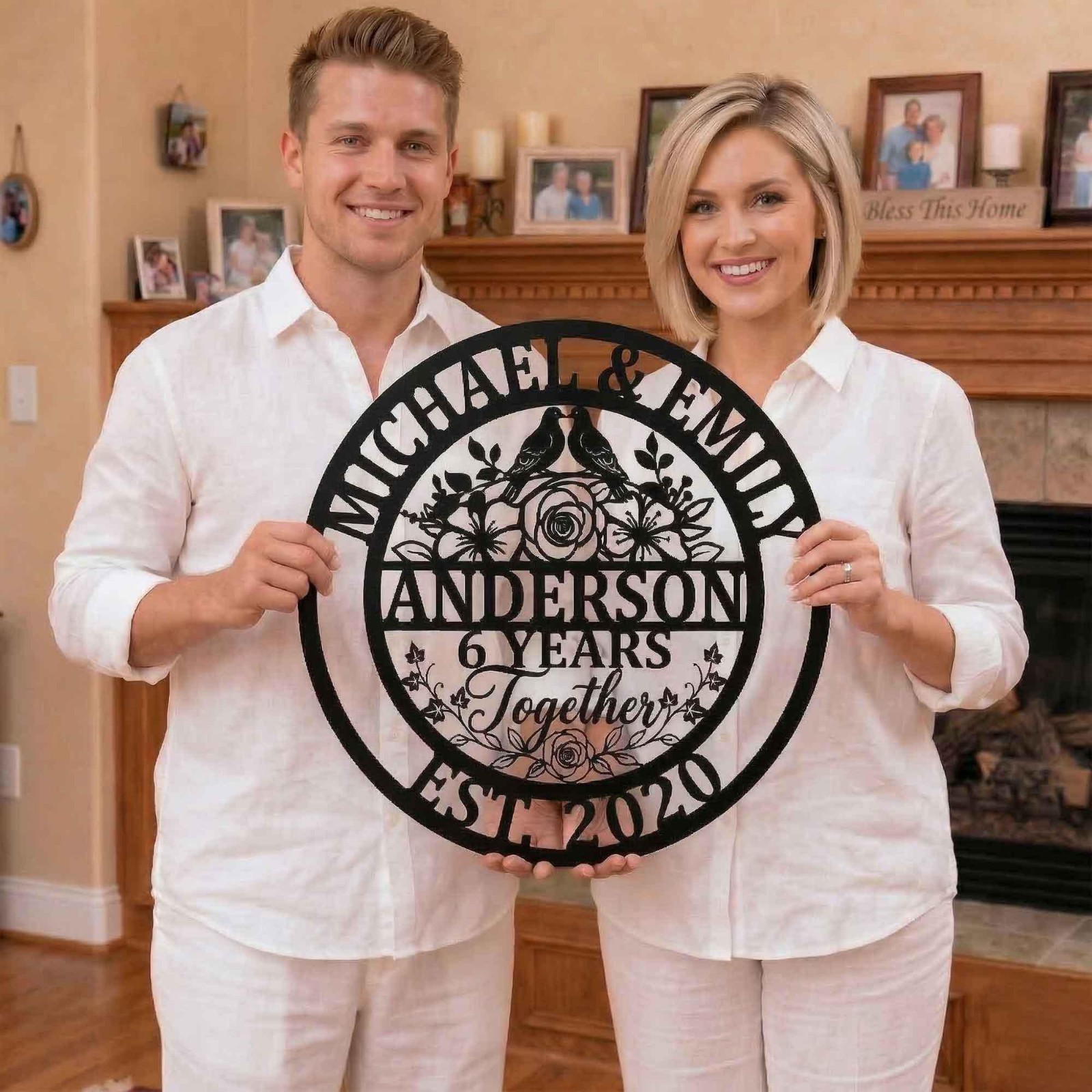 Personalized Family Name Metal Sign, Wedding Anniversary Wall Decor