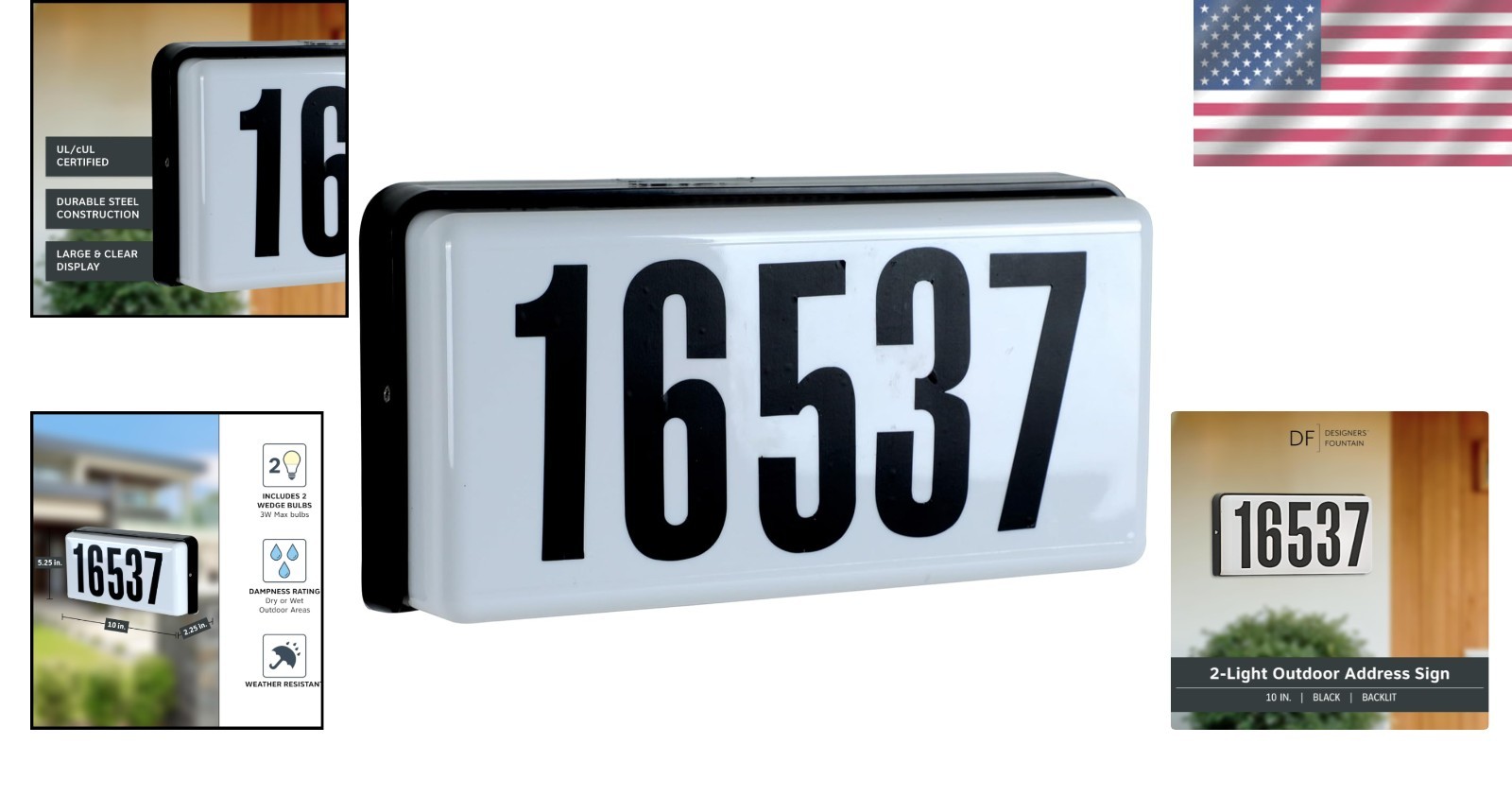 Stylish Outdoor Lighted Address Sign – Easily Visible 10 Inch House Number Sign