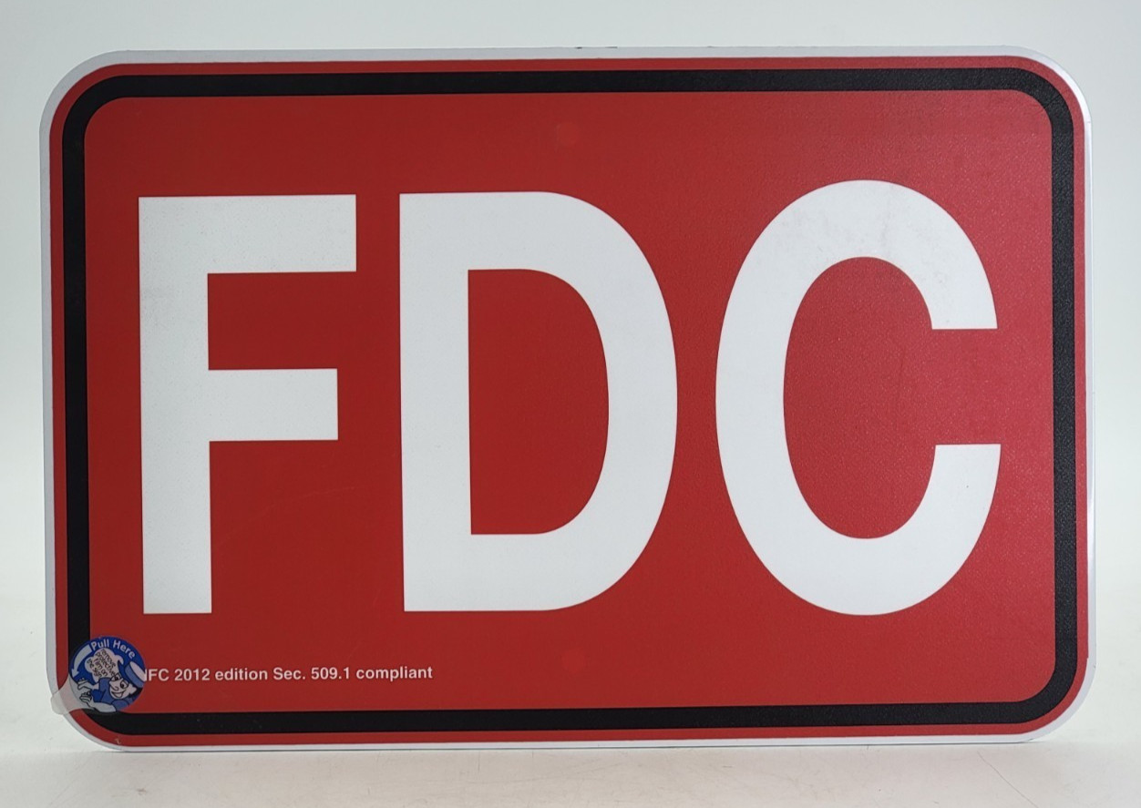 FDC Sign 12″ x 18″ Red Background White Text & Black Border