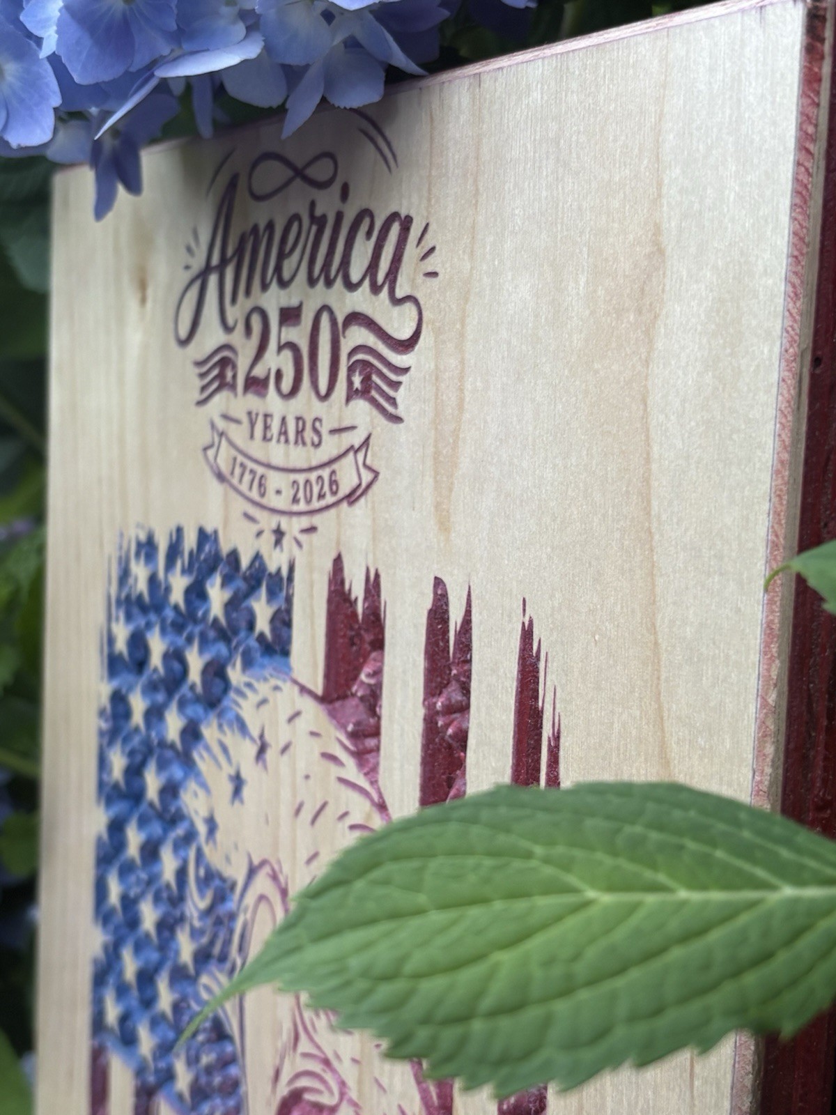 America 250 Years 1776-2026 Carved Wood Plaque Bald Eagle American Flag Decor