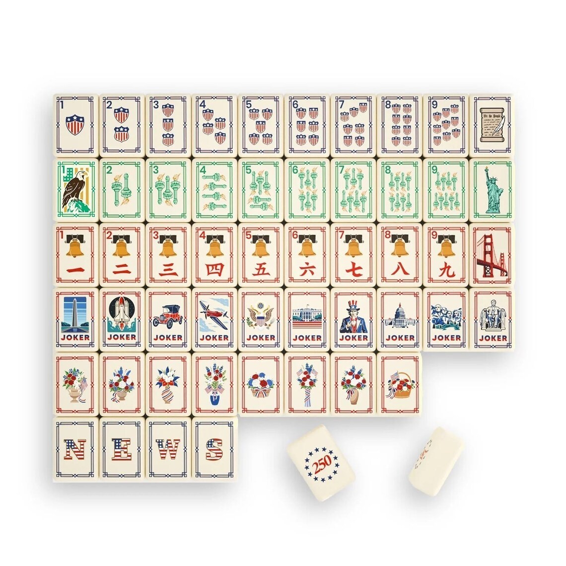 American 250th Anniversary Commemorative Mahjong tiles Acrylic 160pcs free ship
