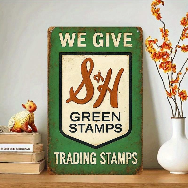 Vintage Green Stamps Metal Sign “We Give S&H Trading Stamps” Retro Decoration