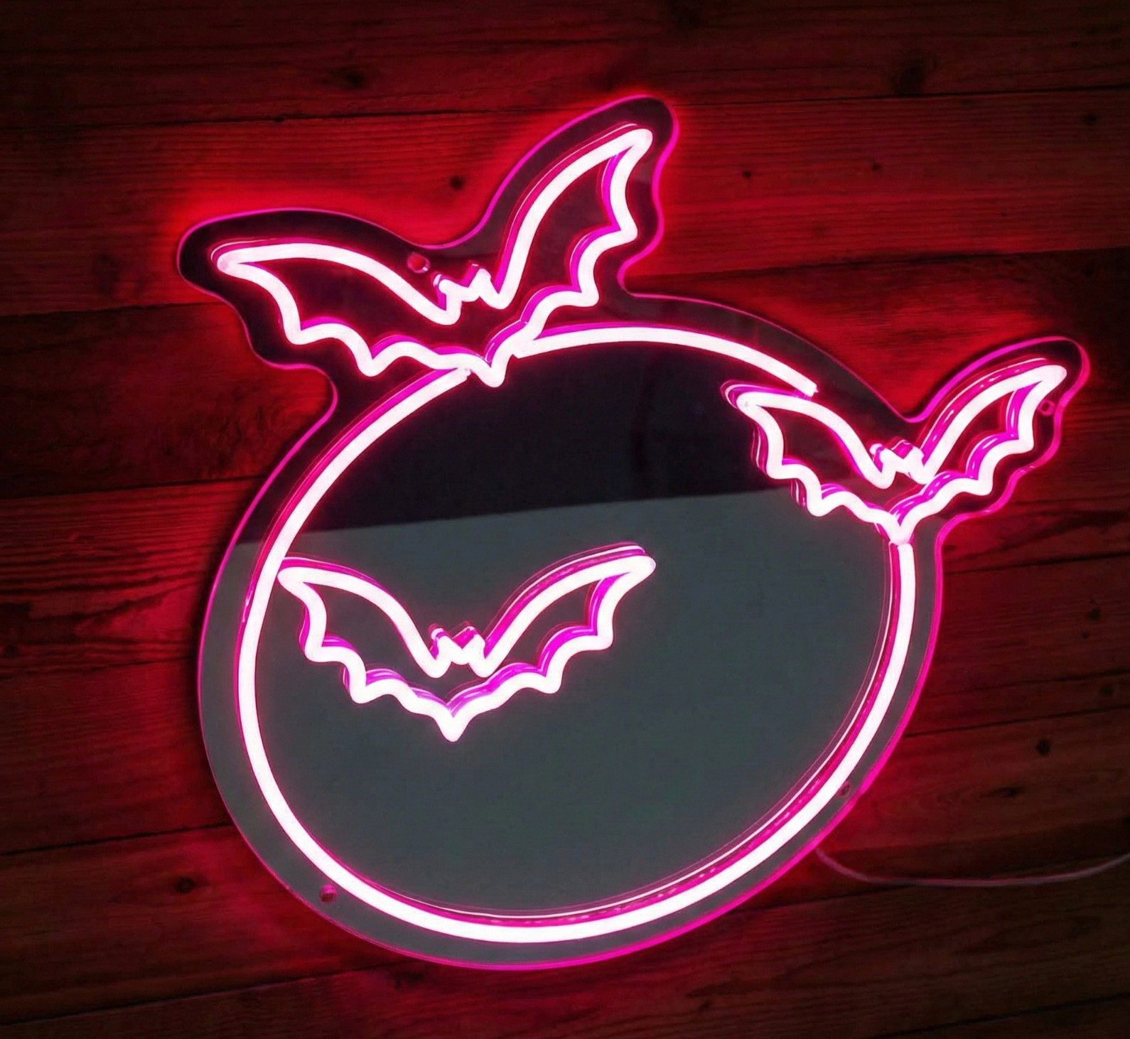 Bat Mirror Neon Sign| Neon Wall Art Sign For Wall Decor| Led Neon Mirror