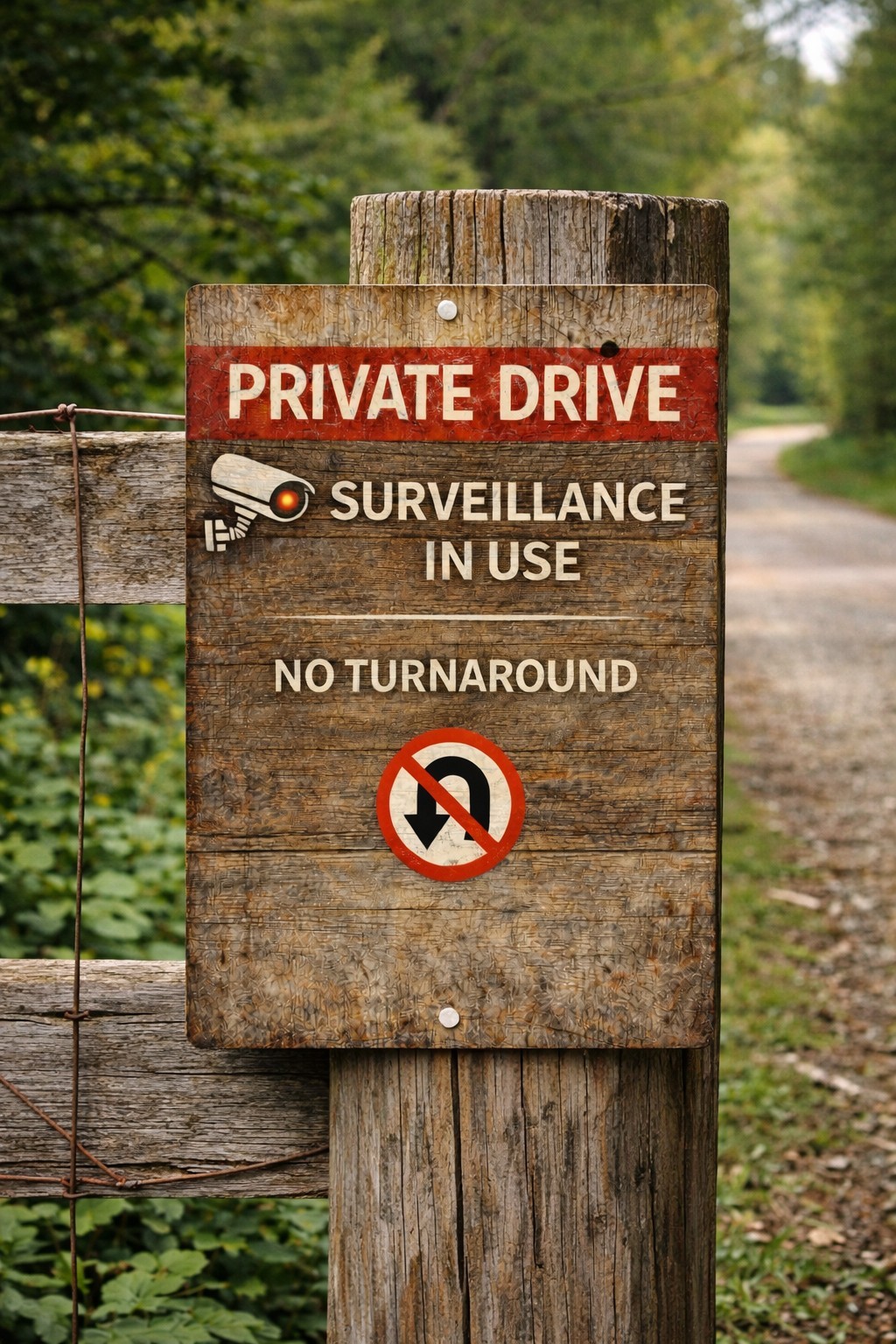 Rustic Private Drive Sign – Surveillance In Use No Turnaround 8×12 Aluminum