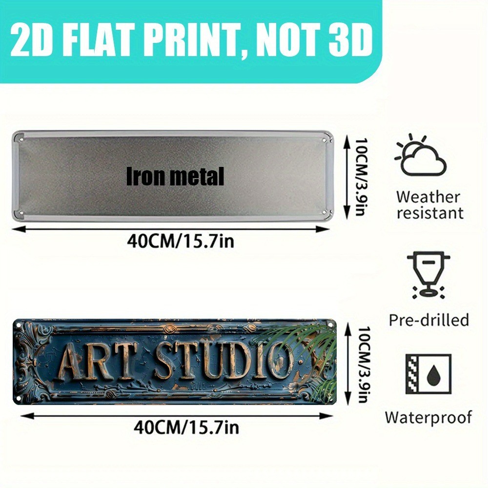Rustic Art Studio Metal Tin Signs 4×16 Vintage Wall Decor Office Bar Cafe Garage