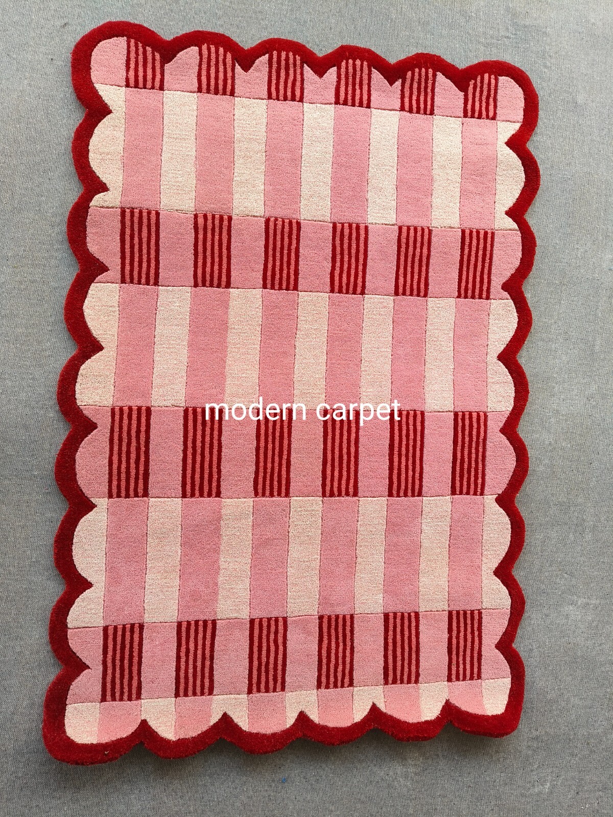 Anthropologie Matilda Goad & Co Light Red Handmade Tufted Woolen Area Rug 8x10ft