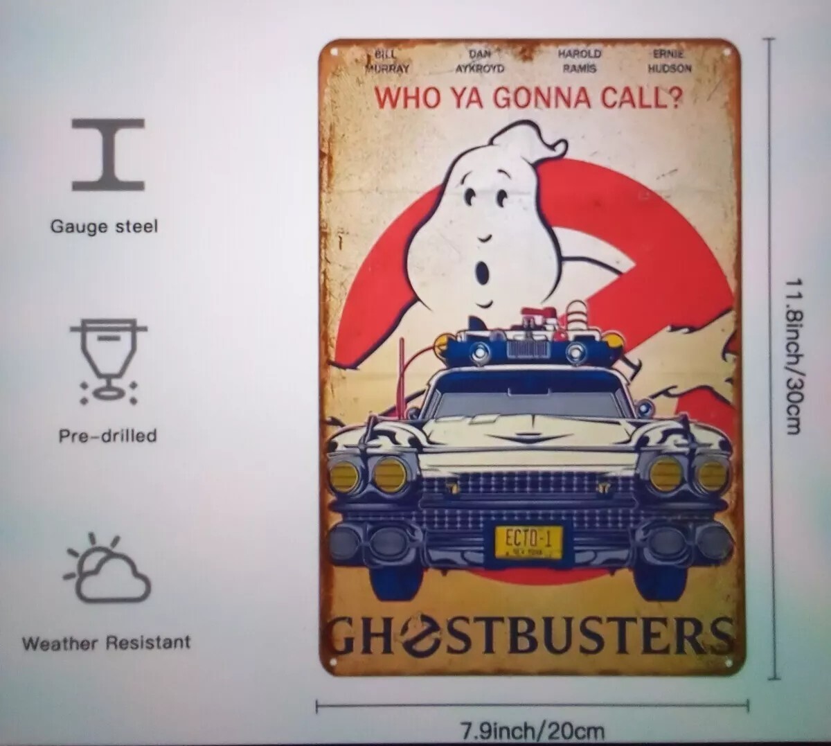 RETRO GHOSTBUSTERS TIN SIGN 30x20cm New FUNKY Gift Item