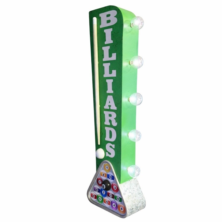 BILLIARDS Double Sided Sign W/ LED Lights, Garage Home Bar Man Cave Bar Pool Pub