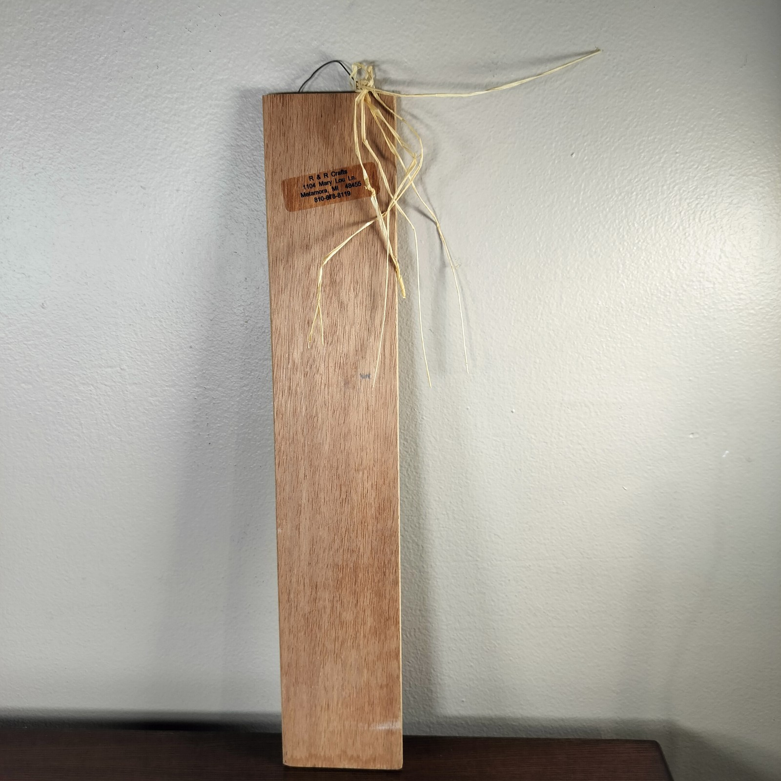 Vintage Wooden Birdhouse Plaque With Tree Vines Hanging 16.5 x 3 inches